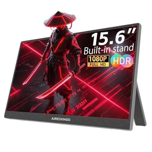 Image of Portable Monitor 15.6 inch 1080P FHD IPS Display, 60Hz Ultra-Slim USB /Type-C /Mini HDMI Travel Monitor with Kickstand, Screen Extender for Laptop, Mac, Phone, PS, Xbox, Switch Gaming