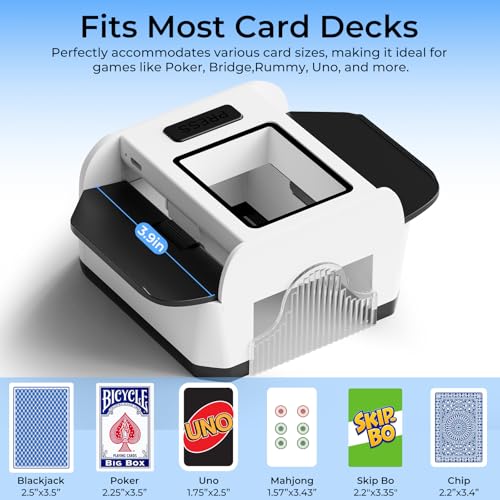 Image of Automatic Card Shuffler for 1-2 Decks Dual Motor Not Stuck Card Automatic Sensing Function Rechargeable Card Shuffler Low Noise Card Shuffler for Poker Uno,Bridge,Spades,Card Games