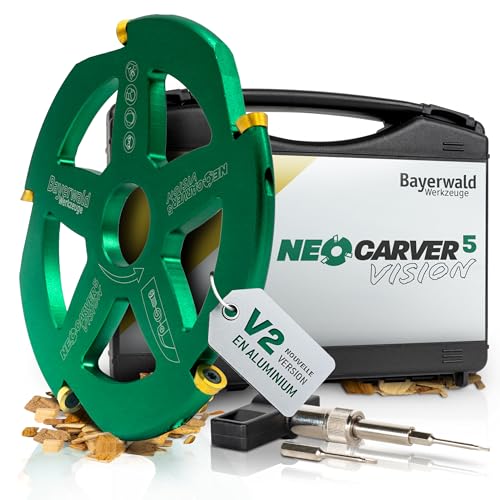 Bayerwald NeoCarver 5 Vision V2 Disque de fraisage en métal dur pour bois – Fraise à sculpter sur bois en aluminium pour meuleuse d'angle pour séparer, meuler, ébarber, etc. – Diamètre 115 mm x 22,2