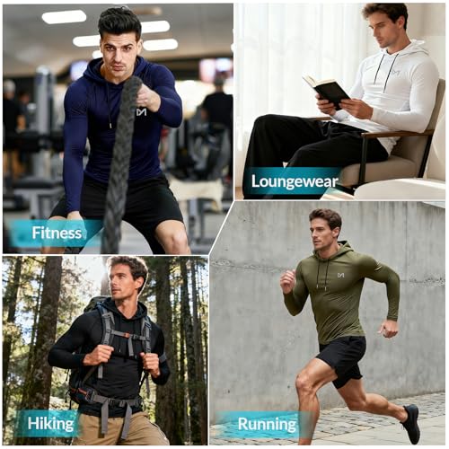 MEETYOO Camiseta Hombre, Manga Larga Camisetas Deportiva T-Shirt para Running Fitness Gym
