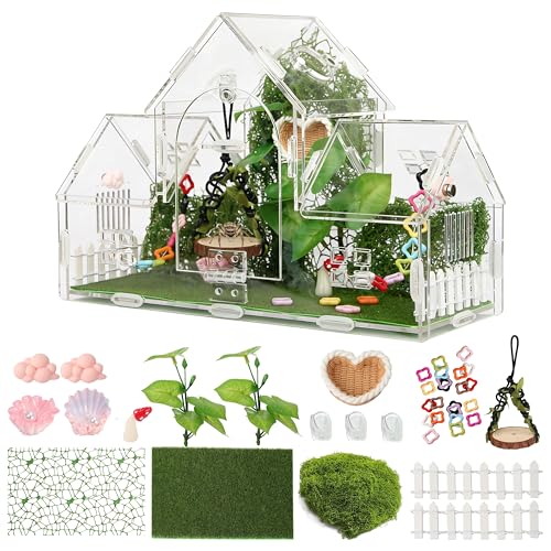 ZUIFIANLE 20-Piece Jumping Spider Enclosure Kit, Acrylic Terrarium with 360° View & Magnetic Doors, Complete Accessories Set for Tarantula, Mantis, Small Reptiles, 11.8 L x 4.5 W x 8 H