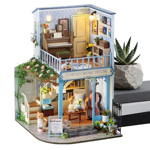Kit De Casa En Miniatura: Modelo De Casa De Muñecas 3D De Madera, Conjunto De Actividades Artesanales Con Protección Contra El Polvo, Juguete Educativo Creativo Para Adolescentes, Niños Y Adultos | Pa