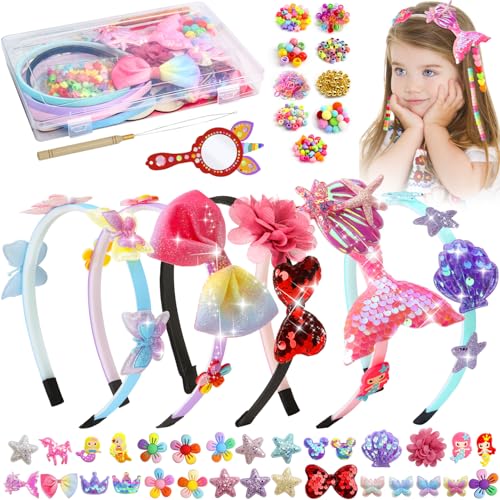 Kit de bricolage pour enfants à partir de 5 ans, accessoires pour cheveux, jouets à partir de 6 à 12 ans, serre-cheveux, barrettes à cheveux, chouchous pour enfants,...