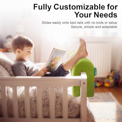 Image of AEOCOO Bed Bumpers for Toddlers, Size 2.3 Ft, Toddler Bed Rail Bumper Protector for Loft Beds & Bunk Beds, Premium Soft Memory Foam Bed Guardrail, Anti-Bump | Fall Prevention, Green