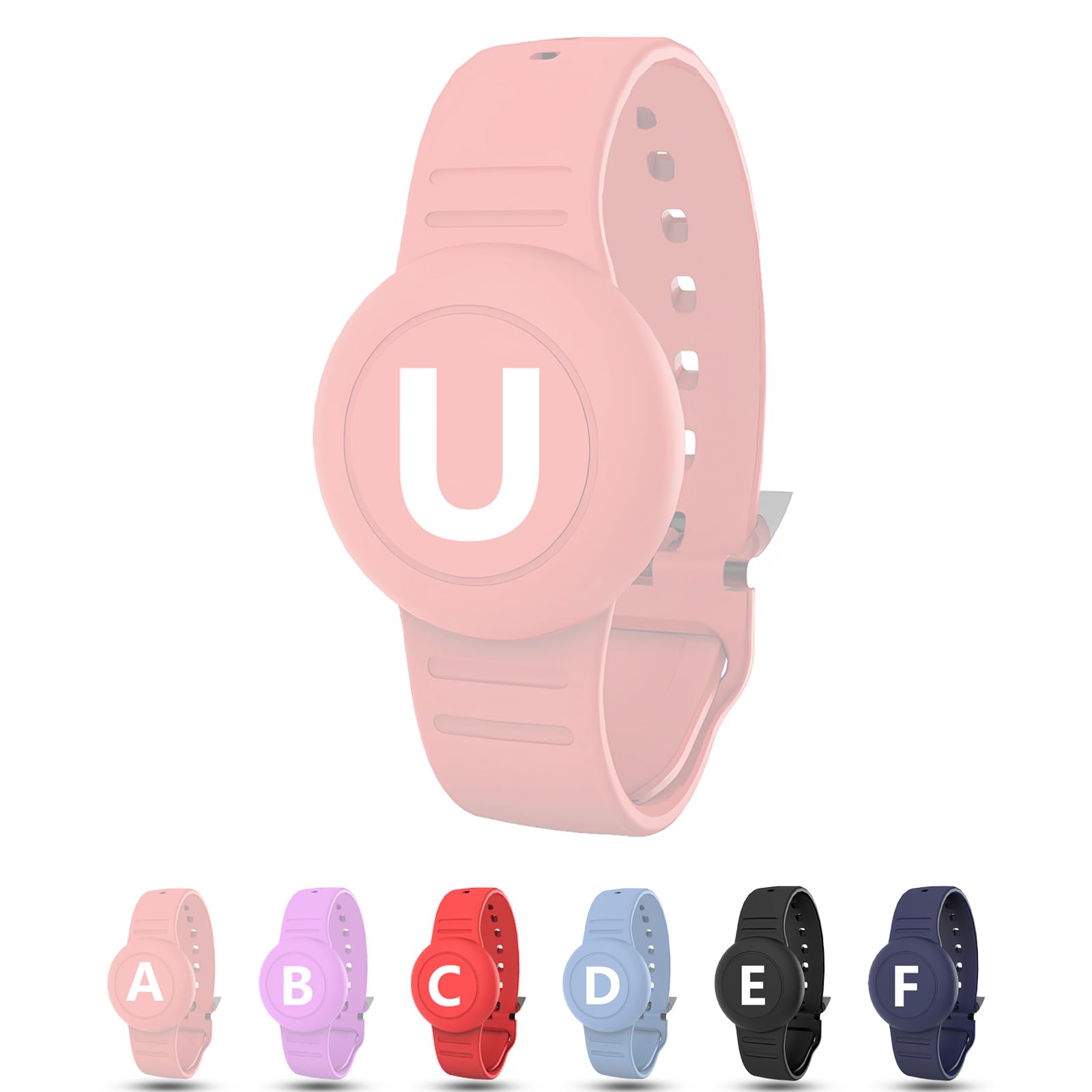 Waterproof Bracelet for AirTag Kids, Personalized Initial Letter Hidden Holder Compatible with Air Tag, Silicone Case for Airtag Adjustable Anti-Lost