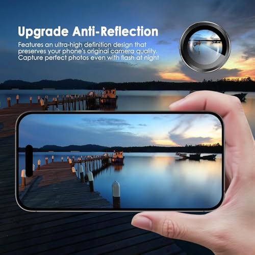 Image of Skinomi Camera Lens Protector Compatible with iPhone 17 Air, [Anti-Scratch] Premium Tempered Glass Film Aluminum Alloy Lens Ring Cover- Black Titanium