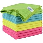 HOMEXCEL Microfibre Cloth,12 Pack Cleaning Rag,Microfibre Cleaning Cloths Towels with 4 Color Assorted,29 x 29 cm (Green/Blue/Yellow/Pink)