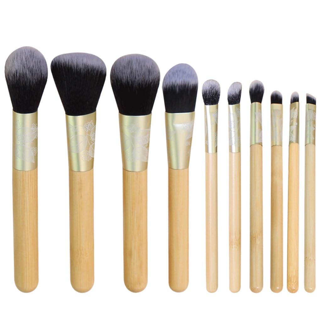 10 Pezzi di Set di pennelli for Il Trucco Strumento for Pennello di Bellezza for ombretto, Fard in Polvere con Motivo a Intaglio