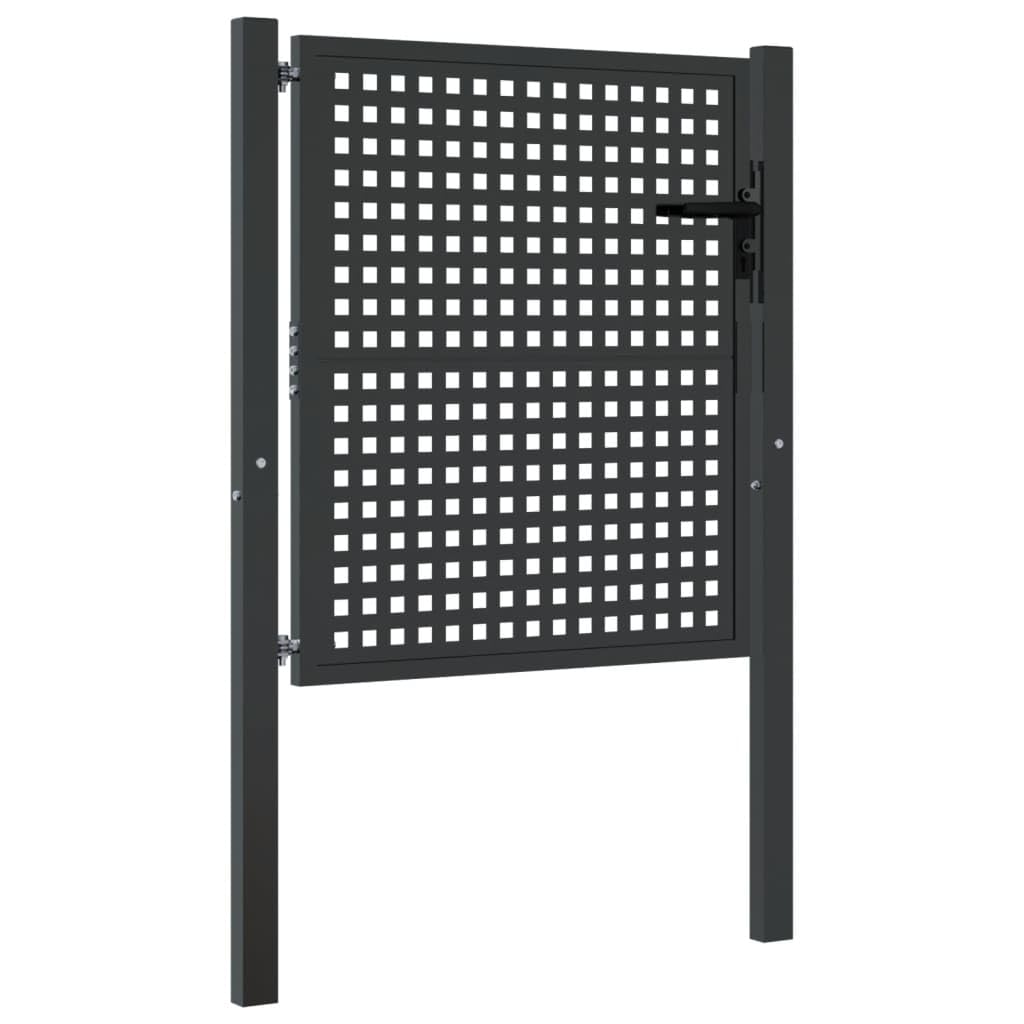 ShGaxin Puerta de jardín Acero Gris Antracita 105x150 cm, Puertas para Jardin, Puertas De Exterior, Valla Jardín, Rejas para Puertas De Entrada - 154560