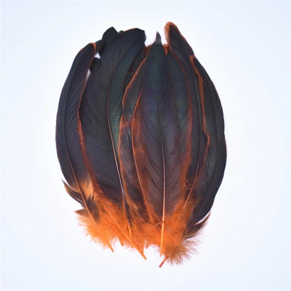 Natural Pheasant Feathers, Natural Pheasant Rooster Feathers, Craft, 50 Pcs Multicolor Fly Tying & Crafts(Orange)