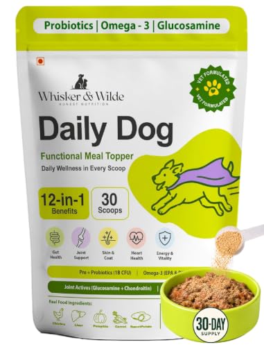 Image of Daily Dog Supplement | Probiotics for Dogs | Supports Gut Health, Joint Health, Skin and Coat | Multivitamin | 12-in-1 Vet-Formulated | Glucosamine + Chondroitin | Omega-3 | 300g