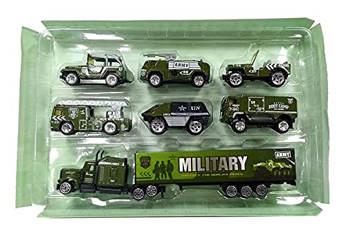 Image of DANDUR Mini Military Army Vehicle Toy Set with Transport Truck Carrier Missile Launcher & Armored Jeep for Infants, Toddlers Or Preschool Children