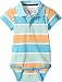 Tommy Hilfiger Baby Boys' Short Sleeve Striped Shaun Bodysuit, Cup Coral, 9 Months