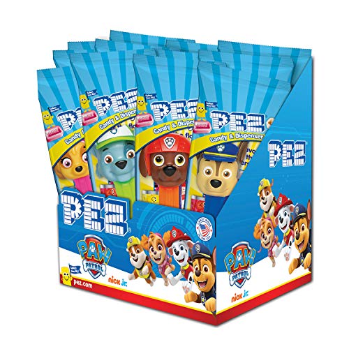 PEZ Candy Paw Patrol Dispensers (Individually Wrapped Candy Dispensers each with Two Candy Refills)12 Count, Assorted Fruit