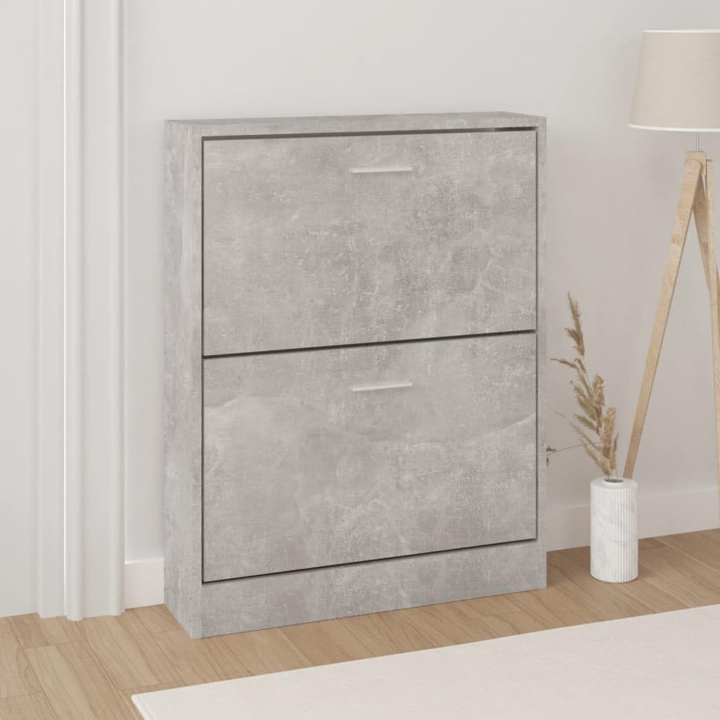 Schuhschrank Betongrau 59x17x81 cm Holzwerkstoff Schuhschrank Schmal Hoch Schuhregal Geschlossen