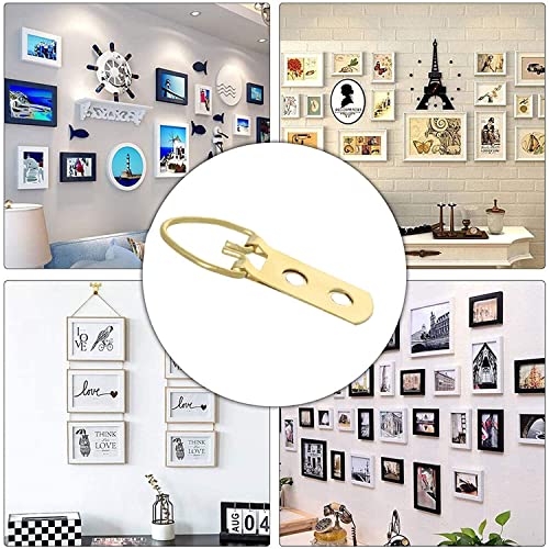 Image of MroMax 10PCS Ring Picture Frame Buckle 2.05 inch x 0.55 inchGold Tone Assortment Kit for Home Decoration Picture Frames Photo Hanging Solutions
