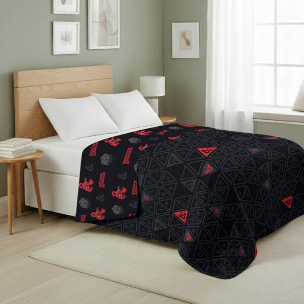 Image of Northwest Dungeons & Dragons NAT D20 Full /Queen Quilted Blanket, Comfy Throw, Soft Lightweight Bedding for Bed, or Couch, 90 x 90 inches