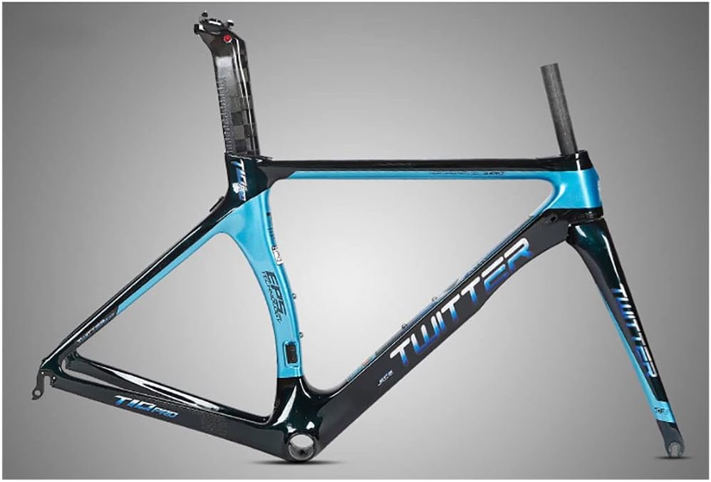 700C Carbon Road Bike Frameset C Brake Wind Breaking Racing Frame 46/48/50/52/54cm 100/130mm QR Frame Internal Routing(Black,46CM)