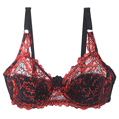 Soutien-gorge grande taille en dentelle rose pour femme 44D