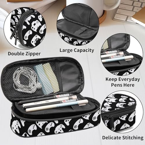 Image of Game Controller Gaming Gadgets Pencil Case for Boys Girls, Large Capacity Black Pen Bag, Pencil Pouch with Zipper Compartments, Organizer for School Office Home Business