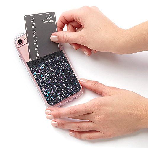 Case-Mate Cm035992 - Stick On Credit Card Wallet - Pockets - Ultra-Slim Card Holder - Universal Fit - Apple – Iphone – Samsung – Galaxy - And More – Black Iridescent Glitter #TOP2