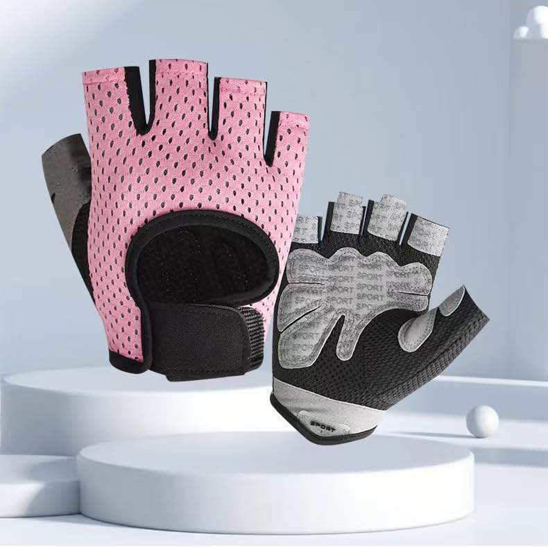 Miniatura 7 de INOGIH Guantes de gimnasio ligeros y transpirables sin dedos para mujer, guantes de entrenamiento para ejercicio y crossfit