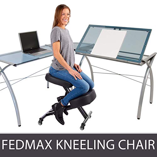 Kneeling Chair with Orthopedic Back Pain Seat, Faux Leather - Manual Adjust, Helps Prevent Coccyx Pain, Kneeling Chair for Better Posture. - Thumbnail 7