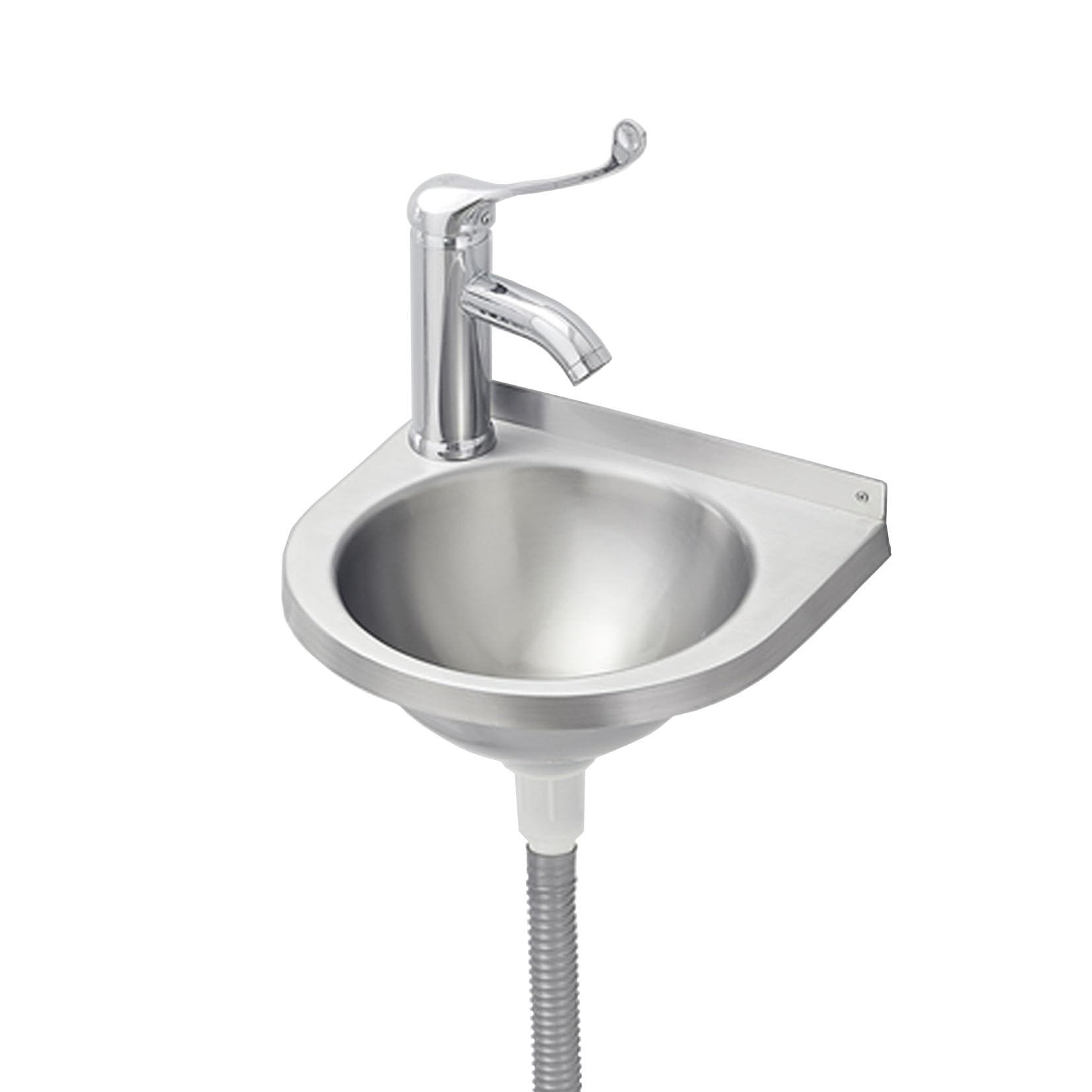 ZQFHSX 304 Stainless Steel Wall-Mounted Hand Wash Basin Sink with Faucet - Commercial Single Bowl Utility for Kitchen Bar Garage Laundry Workshop RV & Boats (30x28x10cm)