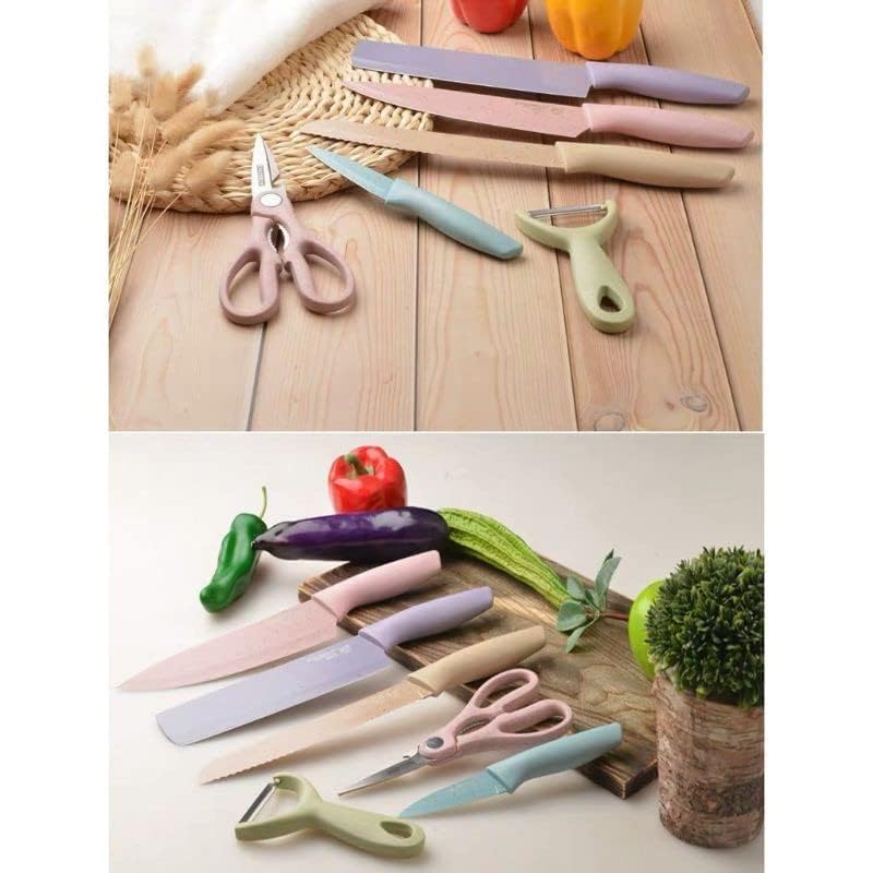 Image of VANDU Knife for Kitchen use, Kitchen Knife Sets, Professional Colorful Knives Set of 6 Pieces, Non-Stick Blades with High Carbon Stainless Steel, Chef Set (Multicolor) (1 Set)