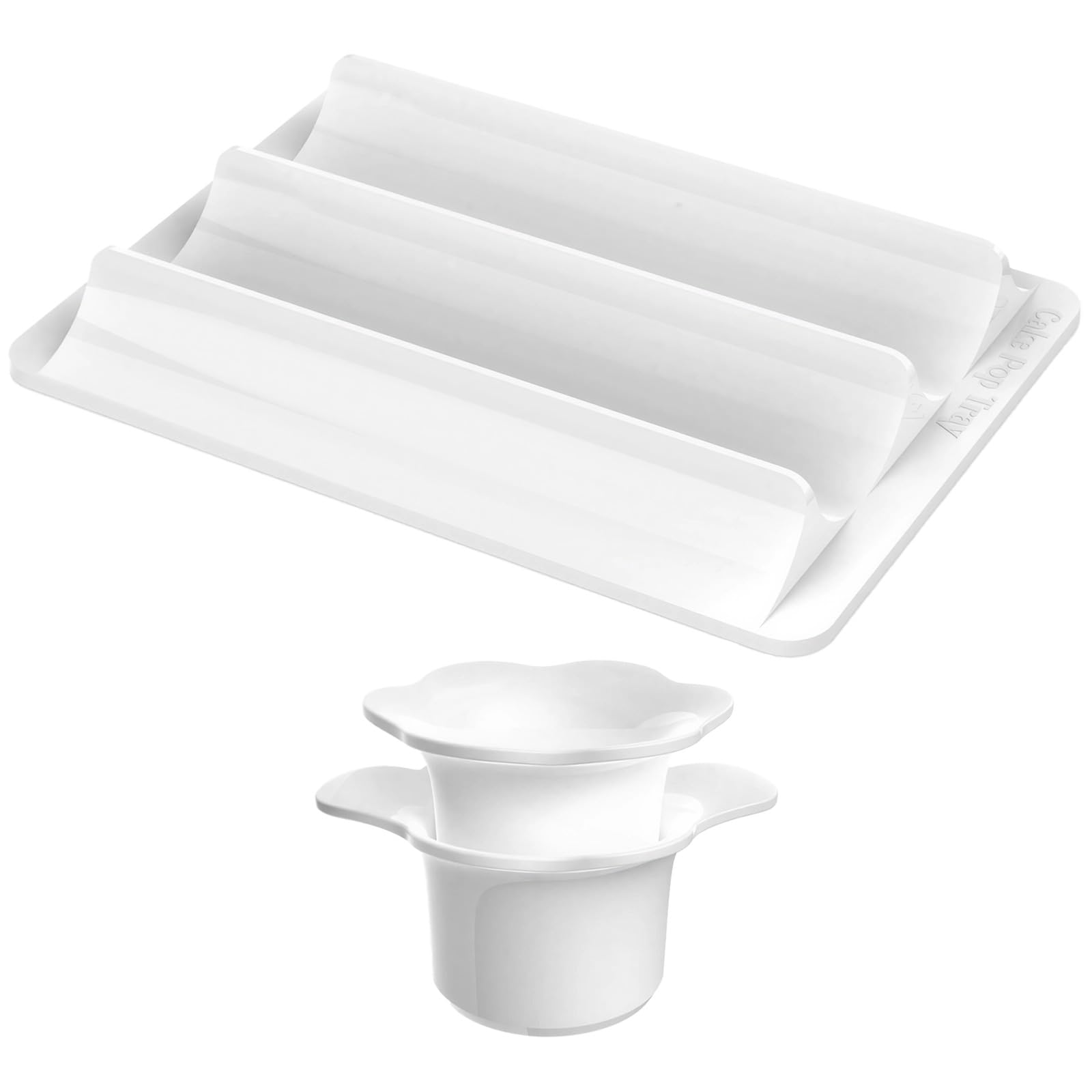 Ensemble de moules à cake pops avec plateau, emporte-pièce blanc en plastique et plateau à trois cavités, moule rond de 4,4 cm, plastique moulé pour pâtisserie, décoration et présentation