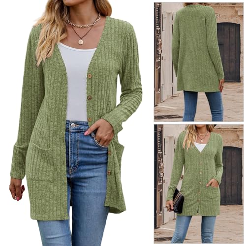 GaoCold Women's Fashion Cardigan Long Sleeve Button Knitted Cardigan Sweater Fall Long Casual Outfits with Pockets2