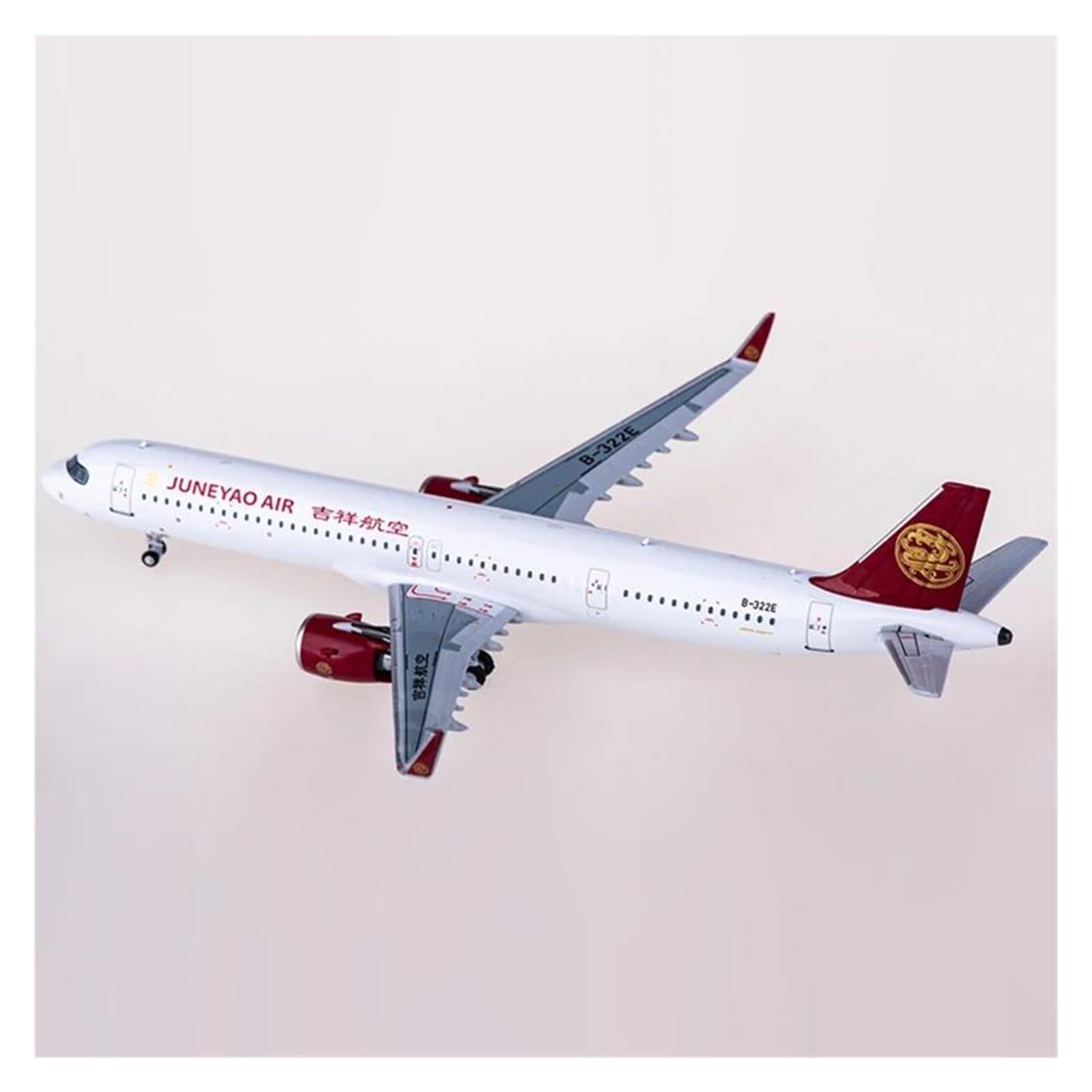 CLMJHG Avión clásico Vintage para Juneyao Airlines A321 A321neo B-322E, Modelo de avión de aleación, Coleccionable para fanáticos de Adultos, Coleccionable, 1/400