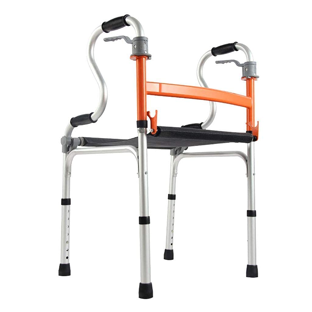 Andadores para personas mayores Andadores para personas mayores con asiento sin ruedas, ligeros, plegables y asistidos para viajes Adultos Altura ajustable para personas mayores - Andador con ruedas