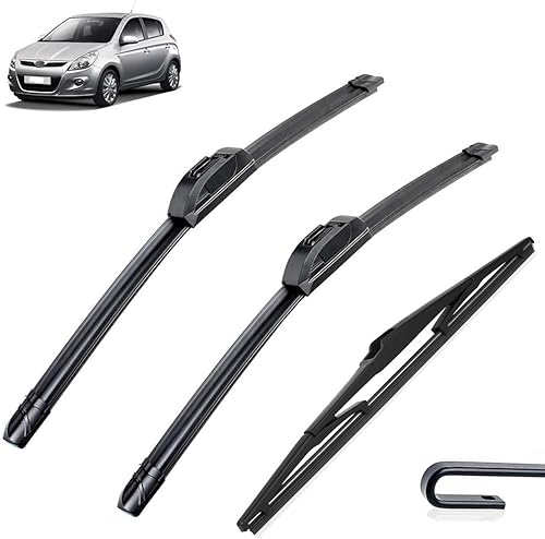 Juego de limpiaparabrisas delantero y trasero compatible con Hyundai i20 PB 2008-2014 limpiaparabrisas de 24 + 16 + 12 pulgadas