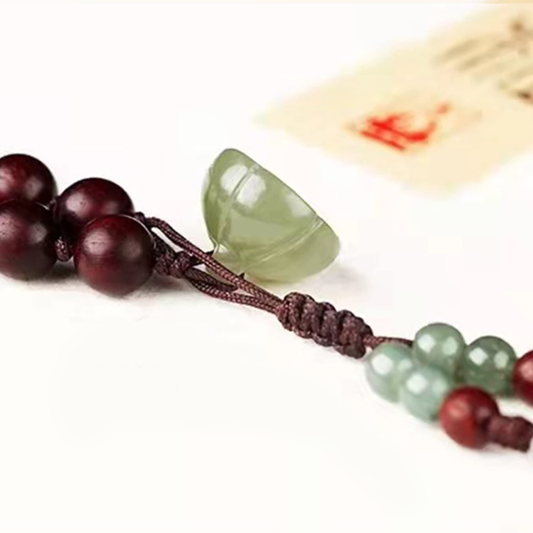 Pulsera Feng Shui Pulsera Feng Shui Verde Natural Jade Hetian Loto? Pulsera con cuentas de madera Feng Shui Riqueza Amuleto Colgante Chakra contra el Mal Piedras preciosas Pulsera Portafor