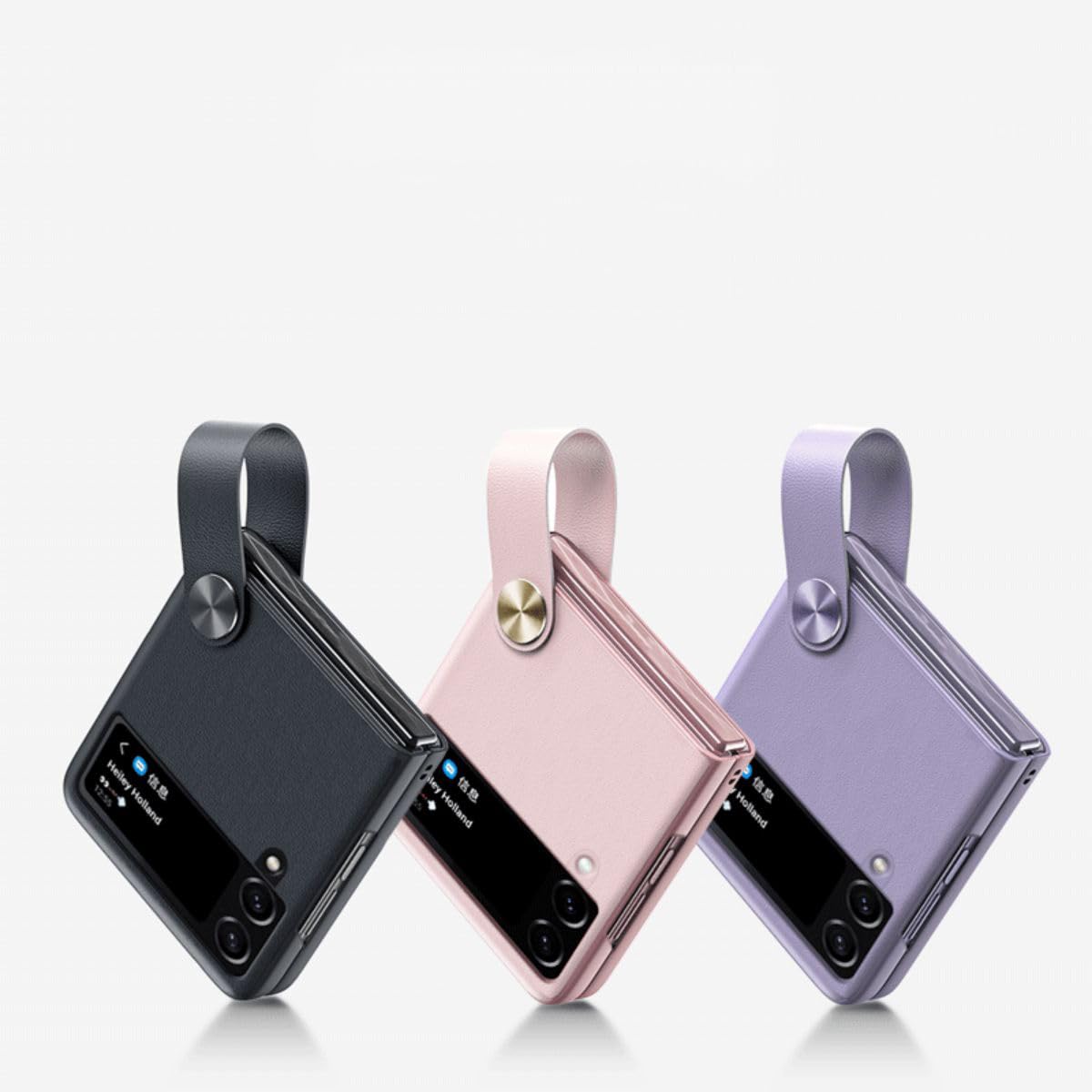 COQUE Étui pour Samsung Galaxy Z Flip 3,étui de téléphone à Anneau de lanière en Soie Mince avec Support vidéo à Anneau,étui de téléphone Pliable pour Samsung Galaxy Z Flip 3 5G-Violet