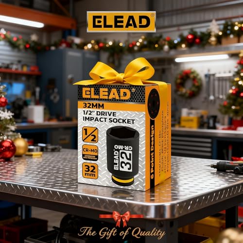 Image of ELEAD 32 mm Socket 1 /2 inch Drive Deep Impact Socket, Metric 6 Point 1 /2-inch Drive Impact Axle Nut Sockets, CR-MO Nut Socket Set, Tools for Easy Removal of Axle Shaft Nuts