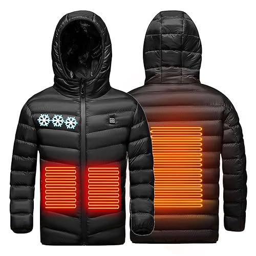 Chaquetas térmicas eléctricas para niños, lavables, recargables por USB, abrigos de calefacción para niños y niñas, de 4 a 15 años, para invierno, cálido, con capucha, calentador corporal, ropa