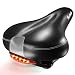 ProVelo Most Comfortable Bike Seat for Men Women - Wide Soft Padded Bicycle Saddle – LED Taillight – Clamp and Protection Cover included – Comfort Memory Foam Cushion - Waterproof Leather