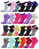 Winterlace 24 Pairs Ankle Socks for Women & Girls Bulk Pack, Fun Cute Low Cut No Show, Colorful Soft (Assorted A)