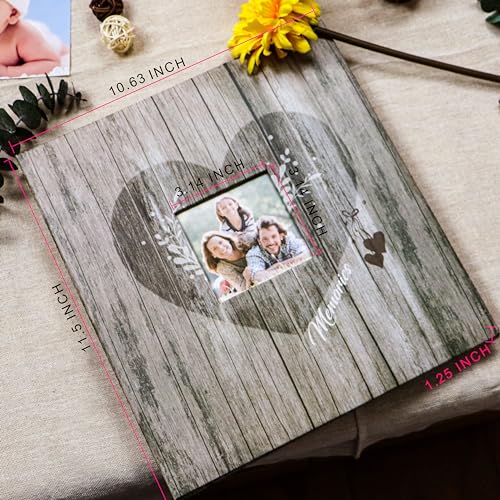 Holoary-Self-Adhesive-Page-Scrapbook-Photo-Album-with-Metallic-Pen-for-3x5-4x6-5x7-6x8-8x10-Hand-Made-DIY-40-pages-Albums-Printed-Kraft-Paper-Cover-Memory-Book-Wood-Grain-with-Window