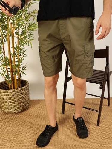 Image of Thomas Scott Men's | Regular Fit | 100% Cotton | Solid | Breathable Lightweight | 6-Pocket Cargo Shorts | Cricket Club Collection