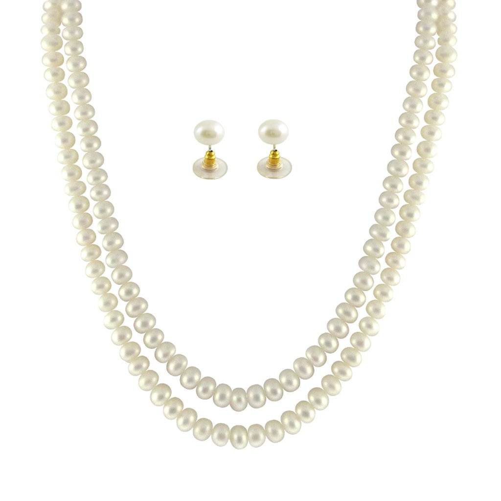 Sri Jagdamba Pearls Gold-Plated Multi-Strand Necklace for Women | White AA Freashwater Pearls | Necklace to Gift Women & Girls | With Certificate of Authenticity Of Pearls (B00EL8RB86) Amazon Price History, Amazon Price Tracker