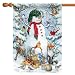 Toland - Woodland Snowman - Decorative Peace Winter Animals Snow Forest USA-Produced House Flag