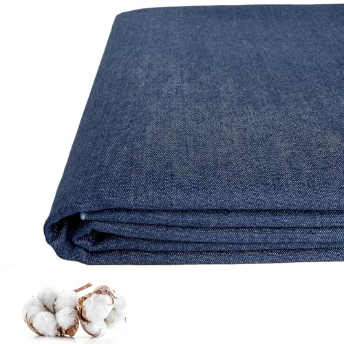 100% Cotton Denim Fabric by The Yard 6.5oz & 10 oz Comfort Stretch Denim for Apparel Jeans Jackets DIY Sewing (6.5oz-Deep Blue 1 Yard)