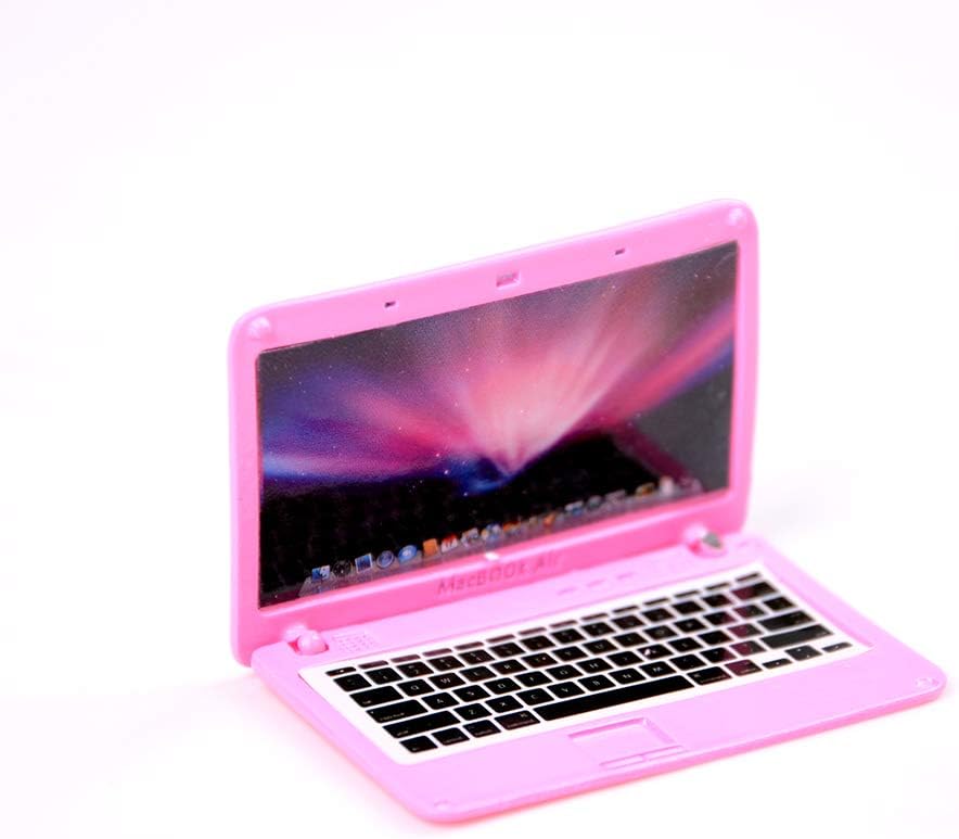 1 Pack Dollhouse Mini Laptop Scene Miniatures Computer Simulation Notebook Lap Top Lovely Folding Laptop Model for Doll DIY 1/12 1/6 Scale Dolls House Furniture Doll Accessories Kids Pretend Toys