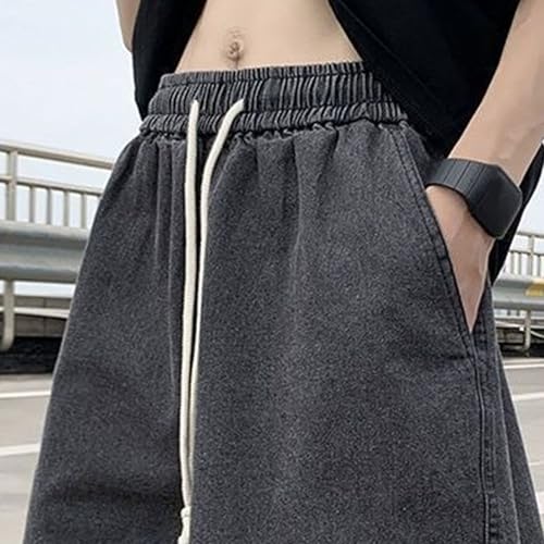 Shorts de mezclilla para hombre con cintura elástica y cordón miniatura 4