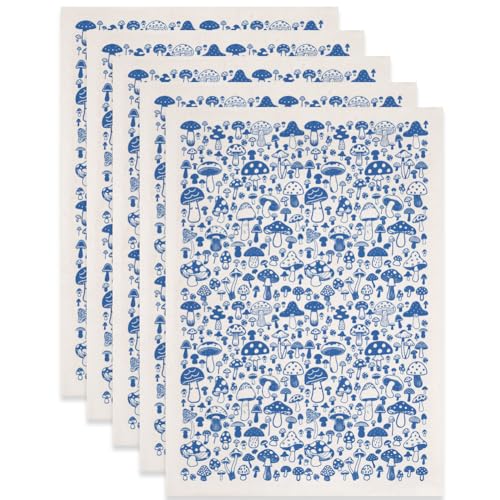 SUPERDANT Calcomanías de bajo esmalte para setas silvestres, motivos vegetales, 5 unidades, para cerámica, porcelana, bajo vidriado, decoración azul para cerámica