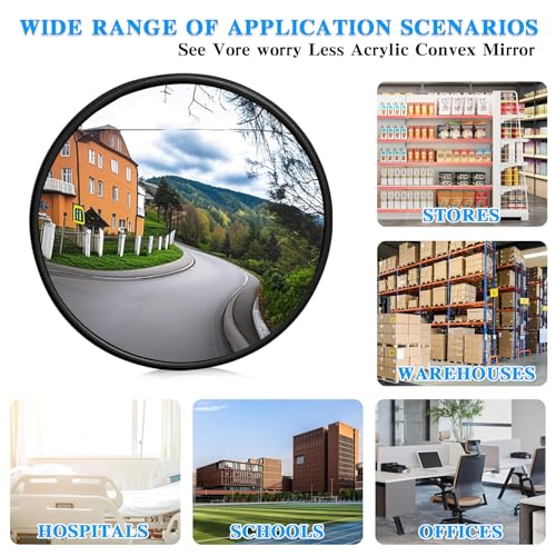 30cm Konvexspiegel Verkehrsspiegel für ausfahrten, Weitwinkel Spiegel, Rund Traffic Mirror, Beobachtungsspiegel Sicherheitsspiegel, Straßen Spiegel, Parabolspiegel für Einfahrten Lagerhallen Garagen