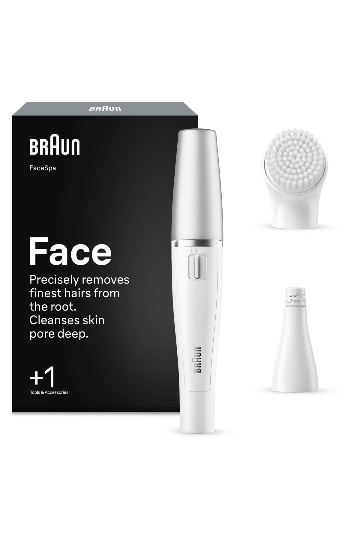 Braun FaceSpa Epilier- und Gesichtsreinigungssystem + 1 Zubehör, 810, weiß/silber